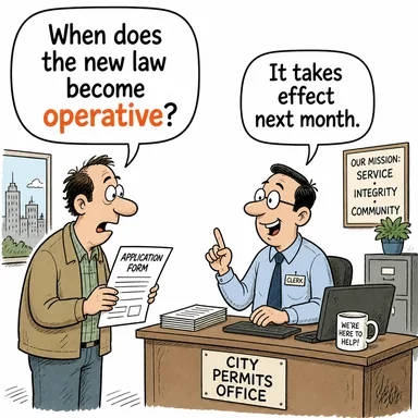operative (işleyen, yürürlükte, faal) karikatürü — diyalogla bağlam içinde öğren