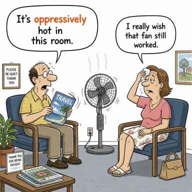 oppressively (baskıcı bir şekilde; bunaltıcı bir şekilde) karikatürü — diyalogla bağlam içinde öğren