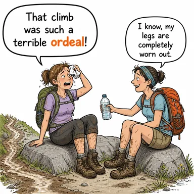 ordeal (çile, zorlu sınav, ateşten gömlek, büyük sıkıntı) karikatürü — diyalogla bağlam içinde öğren
