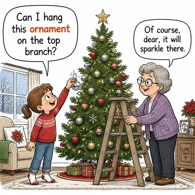ornament (süs, bezeme) karikatürü — diyalogla bağlam içinde öğren