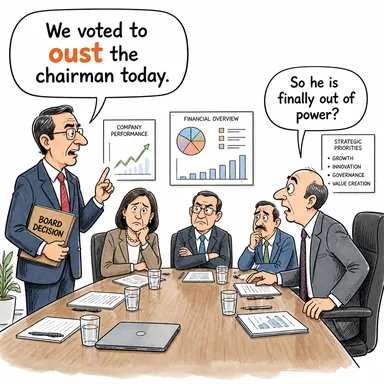 oust (görevden uzaklaştırmak, atmak, saf dışı bırakmak) karikatürü — diyalogla bağlam içinde öğren