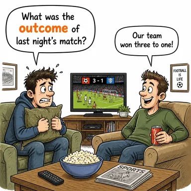 outcome (sonuç, netice, akıbet) karikatürü — diyalogla bağlam içinde öğren
