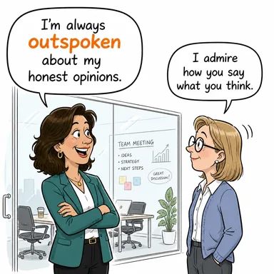 outspoken (açık sözlü, dobra, sözünü sakınmayan) karikatürü — diyalogla bağlam içinde öğren