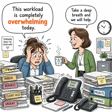 overwhelming (ezici, karşı konulamaz, bunaltıcı, çok kuvvetli) karikatürü — diyalogla bağlam içinde öğren