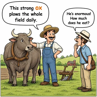 ox (öküz) karikatürü — diyalogla bağlam içinde öğren