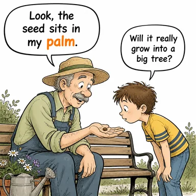 palm (avuç içi; palmiye) karikatürü — diyalogla bağlam içinde öğren