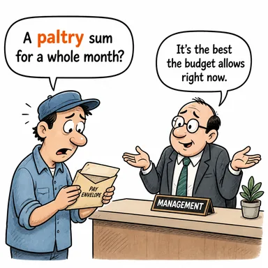 paltry (değersiz, önemsiz, eften püften (miktar)) karikatürü — diyalogla bağlam içinde öğren