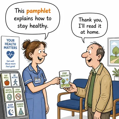 pamphlet (broşür, el ilanı, risale) karikatürü — diyalogla bağlam içinde öğren