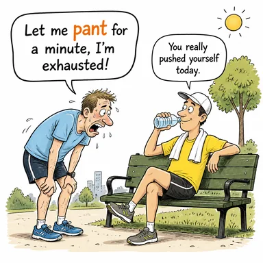 pant (soluk soluğa kalmak, hızlı solumak) karikatürü — diyalogla bağlam içinde öğren