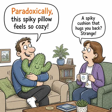 paradoxically (çelişkili bir şekilde, aksine, tezat olarak) karikatürü — diyalogla bağlam içinde öğren