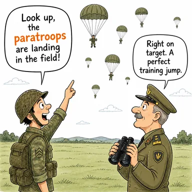 paratroops (paraşütçü birliği) karikatürü — diyalogla bağlam içinde öğren