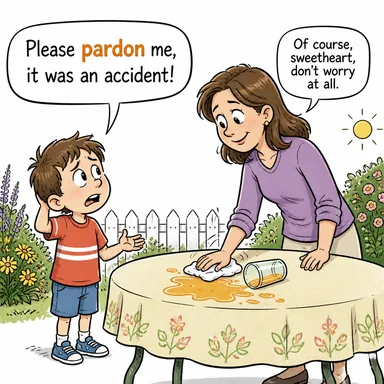 pardon (affetmek, bağışlamak) karikatürü — diyalogla bağlam içinde öğren