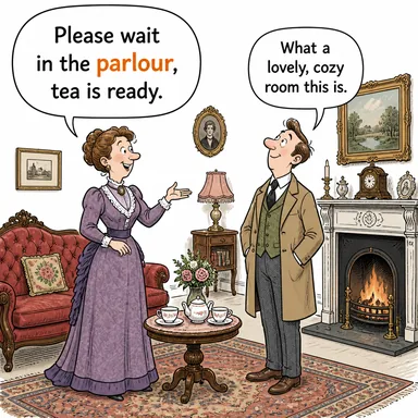 parlour (oturma odası, salon; dükkan (güzellik vb.)) karikatürü — diyalogla bağlam içinde öğren