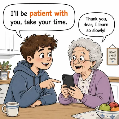 patient with (sabırlı, tahammüllü) karikatürü — diyalogla bağlam içinde öğren