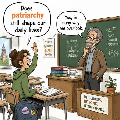 patriarchy (ataerkillik, ataerkil düzen) karikatürü — diyalogla bağlam içinde öğren