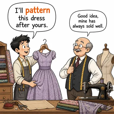 pattern (örnek almak, modellemek, kopyalamak) karikatürü — diyalogla bağlam içinde öğren