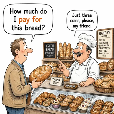 pay for (bedelini ödemek, cezasını çekmek; ödeme yapmak) karikatürü — diyalogla bağlam içinde öğren