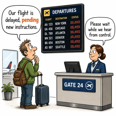 pending (eli kulağında, askıda, -e kadar) karikatürü — diyalogla bağlam içinde öğren