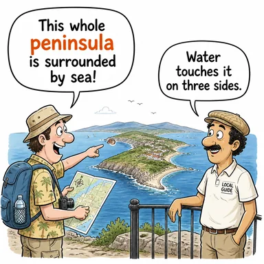 peninsula (yarımada) karikatürü — diyalogla bağlam içinde öğren