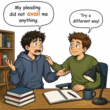avail (fayda sağlamak, yararı olmak) karikatürü — diyalogla bağlam içinde öğren