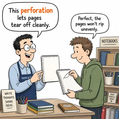 perforation (delme, delik) karikatürü — diyalogla bağlam içinde öğren