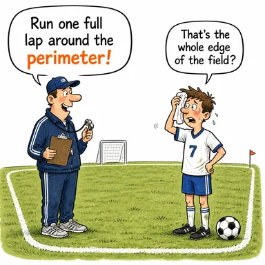 perimeter (çevre (uzunluğu), dış sınır) karikatürü — diyalogla bağlam içinde öğren