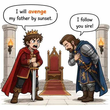 avenge (intikam almak, öcünü almak) karikatürü — diyalogla bağlam içinde öğren