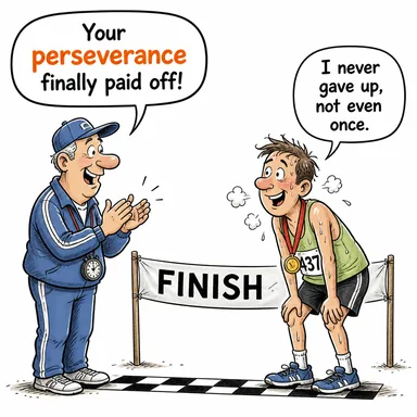 perseverance (azim, sebat, kararlılık) karikatürü — diyalogla bağlam içinde öğren