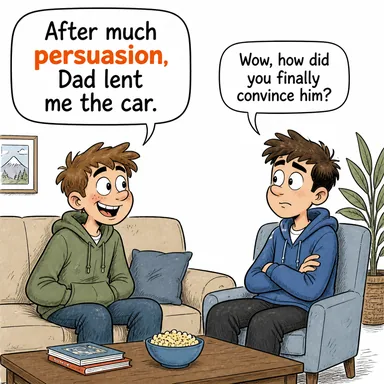 persuasion (ikna, inanç) karikatürü — diyalogla bağlam içinde öğren