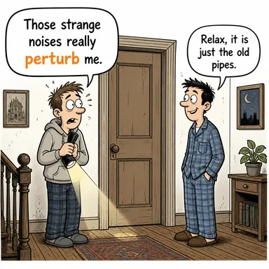 perturb (huzursuz etmek, endişelendirmek) karikatürü — diyalogla bağlam içinde öğren
