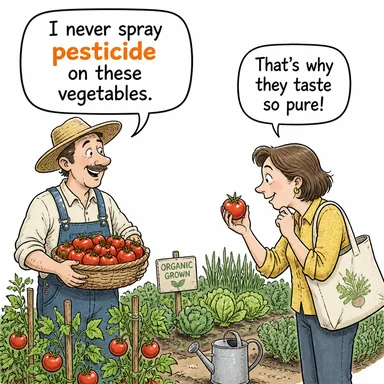 pesticide (böcek ilacı, tarım ilacı) karikatürü — diyalogla bağlam içinde öğren