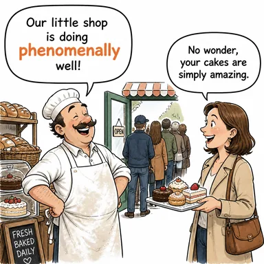 phenomenally (olağanüstü bir şekilde, inanılmaz derecede) karikatürü — diyalogla bağlam içinde öğren