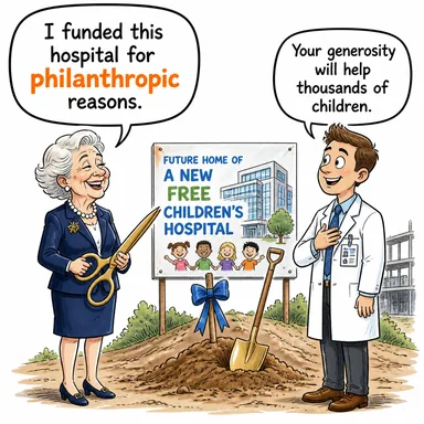 philanthropic (hayırsever, insan sevgisine dayalı) karikatürü — diyalogla bağlam içinde öğren