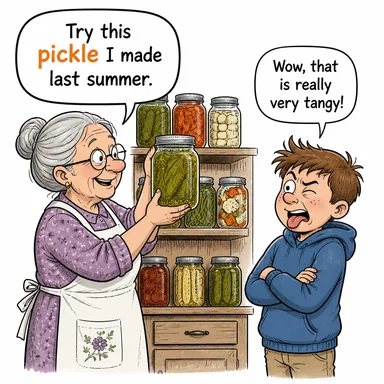 pickle (turşu; (mec.) zor durum) karikatürü — diyalogla bağlam içinde öğren