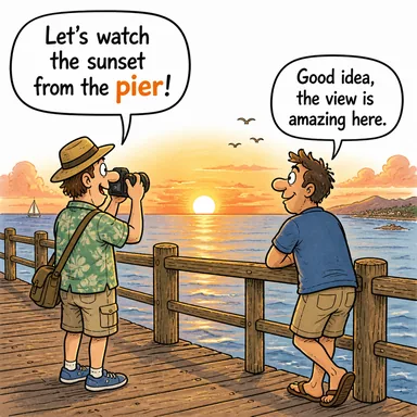 pier (iskele, rıhtım) karikatürü — diyalogla bağlam içinde öğren