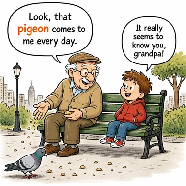 pigeon (güvercin) karikatürü — diyalogla bağlam içinde öğren