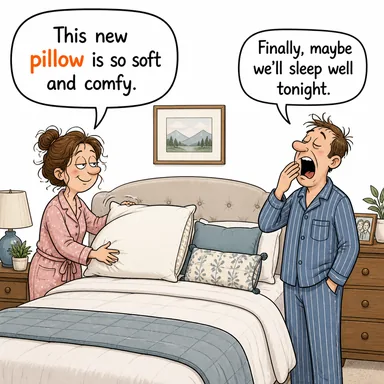 pillow (yastık) karikatürü — diyalogla bağlam içinde öğren