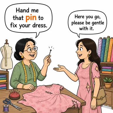 pin (toplu iğne, iğne) karikatürü — diyalogla bağlam içinde öğren