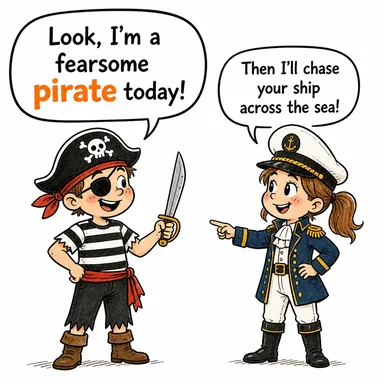 pirate (korsan) karikatürü — diyalogla bağlam içinde öğren