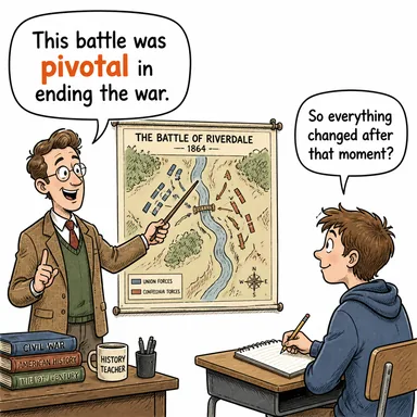 pivotal (çok önemli, hayati, dönüm noktası niteliğinde) karikatürü — diyalogla bağlam içinde öğren