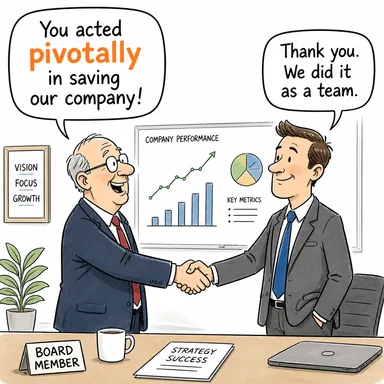 pivotally (önemli bir şekilde, kilit noktada) karikatürü — diyalogla bağlam içinde öğren