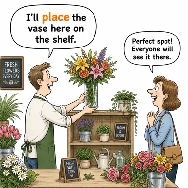 place (yerleştirmek, atamak, durum) karikatürü — diyalogla bağlam içinde öğren