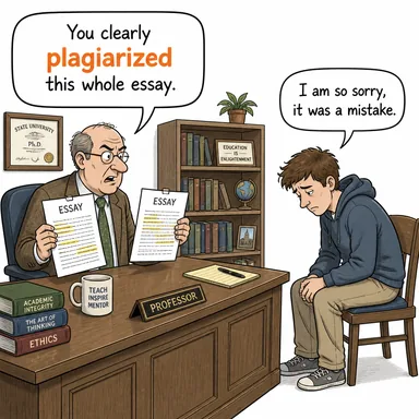 plagiarize (intihal yapmak, eser çalmak) karikatürü — diyalogla bağlam içinde öğren