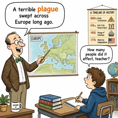 plague (veba, salgın hastalık, bela) karikatürü — diyalogla bağlam içinde öğren