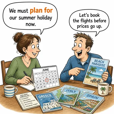 plan for (planlamak, ...için hazırlık yapmak) karikatürü — diyalogla bağlam içinde öğren