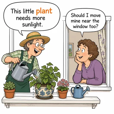 plant (bitki, fabrika, tesis; dikmek) karikatürü — diyalogla bağlam içinde öğren