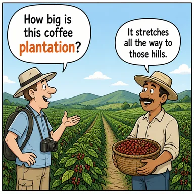 plantation (plantasyon, büyük çiftlik) karikatürü — diyalogla bağlam içinde öğren