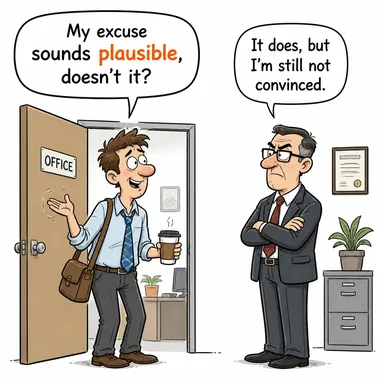plausible (makul, akla yatkın, olası) karikatürü — diyalogla bağlam içinde öğren