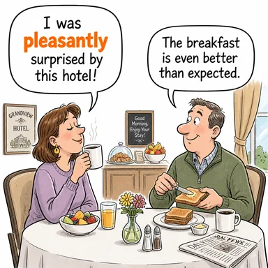 pleasantly (hoş bir şekilde, nazikçe) karikatürü — diyalogla bağlam içinde öğren