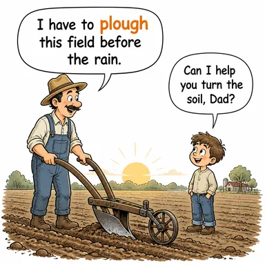 plough ((toprağı) sürmek, saban) karikatürü — diyalogla bağlam içinde öğren